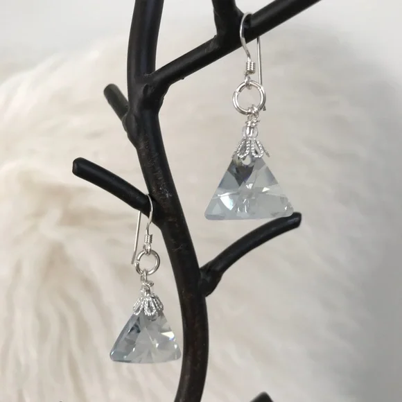 Handmade Custom designed Swarovski Sterling earrings One of a Kind Handcrafted